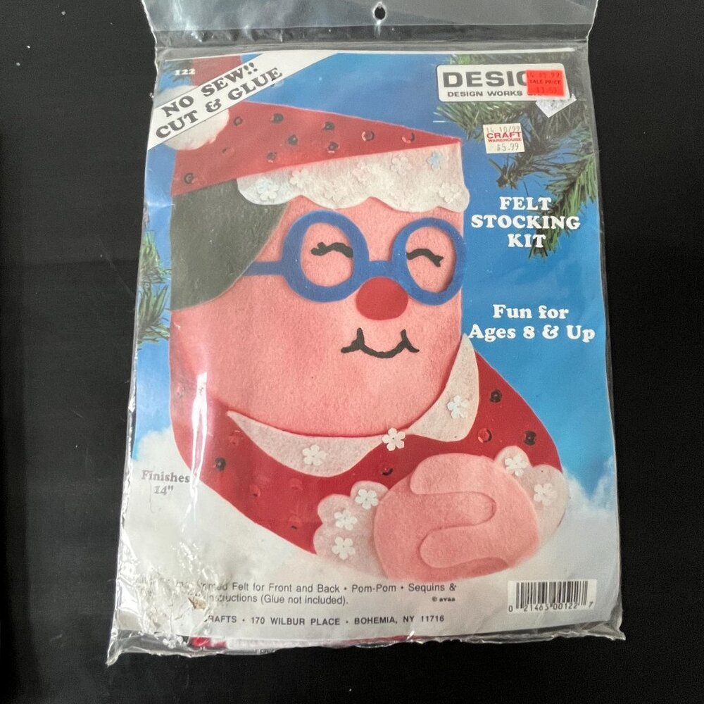 Vintage Felt Christmas Stocking Kit // Mrs. Claus // No Sew // Unopened Package